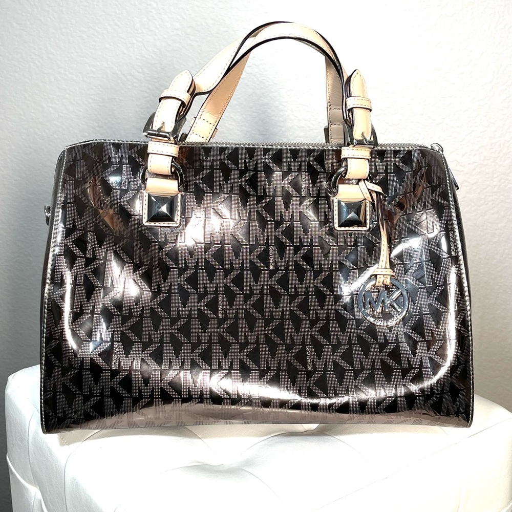 Michael Kors Grayson Mirror Nickel Large Satchel / Crossbody New with Tag!!!